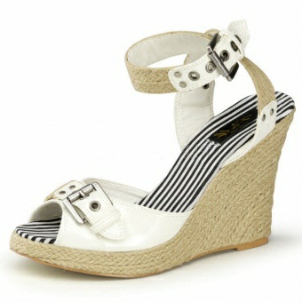 Pinup couture white wedges vintage pinup style